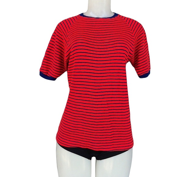 Creslan Casual Red Blue Strip Sweater Top Size XL - Picture 1 of 8